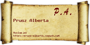Prusz Alberta névjegykártya